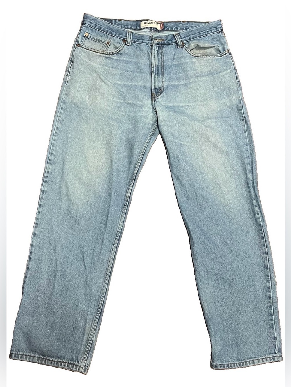 Levi's Mens 38x32 550 Relaxed Fit Tapered Leg Jeans Light Wash Blue Denim